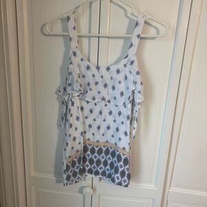 Maurices White and Navy Geometric Blouse